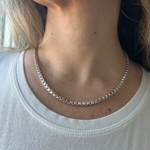 Tiffany & Co. Venetian Box Chain Necklace - Sterling Silver 925. 4mm. 16” mint